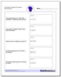 Students begin to work with algebra word problems in a series of math worksheets, lessons, and homework. Pre Algebra Word Problems