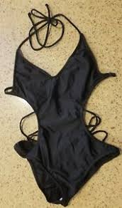 Details About New Venus Spellbound Monokini Black Open Strappy Back Size 12 Swimwear Swimsuit