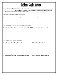Unit Rates With Complex Fractions Notes Unit Rate 7th Grade Math Fractions