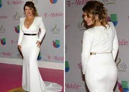 White Dress And Gold Belt Chiquis Rivera A Higher Neckline Would Look Better Keep It Classy Dresses White Formal Dress White Dress