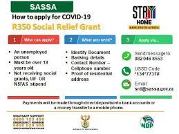 South african president cyril ramaphosa declared the national state of disaster and introduced a special covid 19 social relief of distress grant (srd) of r350 per month for six months. Facebook