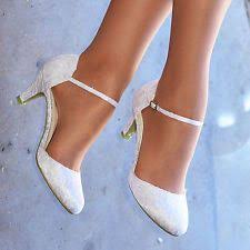 Ladies White Lace Ankle Strap Pumps Womens Low Heel Bridal Wedding Shoes S30488 Wedding Shoes Heels Bridal Wedding Shoes Wedding Shoes Low Heel