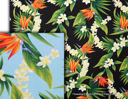 Hawaiian Floral Fabric Bird Of Paradise Plumeria By Hawaiianfabricnbyond Etsy Com Aloha Hawaiian Floral Fabric Tropical Floral Birds Of Paradise