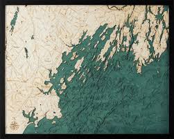 Portland Maine 3 D Nautical Wood Chart 24 5 X 31