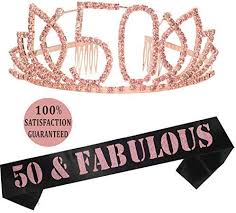 Birthday Crown And Sash Near Me Amazon Com 50th Birthday Gifts 50th Birthday Tiara And Sash Happy 50th Bir In 2020 50th Birthday Gifts For Woman 50th Birthday Party Decorations 50th Birthday Women