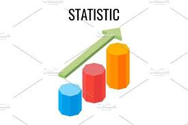 Statistic Growing Chart With Arrow Going Up Three Dimensional Vector Three Dimensional Chart Vector