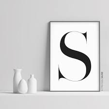 Minimalist Art Letter S Wall Decor Printable Initial Print Etsy Minimalist Art Initial Prints Monogram Wall Art