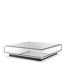 This glass coffee table by greyson living features a raised, mirrored base and a smoked glass top that combine to form an elegant look. Tortona Polished Stainless Steel Coffee Table Shop Now