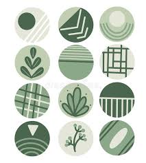 Earthy instagram highlight covers, set of 6 shades. Vector Icons In Green Colors Stock Vector Illustration Of Design Blogger 170441666