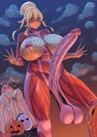 zheng, opera brest, shingeki no kyojin, highres, tagme, 2girls, 3others,  ^^^, breasts, bulge, cosplay, covered erect nipples, cum, erection,  erection under clothes, full-package futanari, futanari, halloween, heart,  huge breasts, multiple girls, multiple