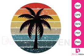Creative commons (attribution 3.0)categories palm clipart and svg file for cricut, silhouette etc. Retro Sunset Palm Tree Graphic By Designshavenllc Creative Fabrica