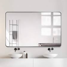 Browse our entire selection to find the right rectangular wall mirror design for your space. Amazon Com Large Modern Black Aluminum Wall Mirror 30 X40 Glass Panel Vanity Or Mirrors For Wall Rectangle Hangs Horizontal Or Vertical Kitchen Dining