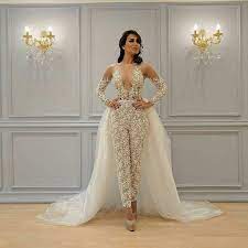Mother of the bride dresses illwarra. Lace Applique Jumpsuit For Weddings Ivory Detachable Skirt Elegant Arabic Pant Suits For Women Fashion Evening Dress Vestidos Evening Dress Fashion Wedding Dress Jumpsuit Evening Dresses