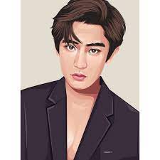 Vector Potrait Chanyeol Sketsa Wajah Ilustrasi Orang Fotografi Malam