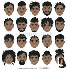 Beard Black Cartoon Faces Hairstyle Drawing Hairstyles Men Mustache Set Set Of Cartoon Faces Of Black Afro Hair Drawing Beard No Mustache Cartoon Hair
