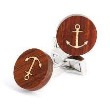 Wooden Marine Anchor Cufflinks Dinard The Nines