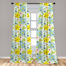Lush decor sydney curtains | floral garden room darkening window panel set for living, dining, bedroom (pair), 84 x 52, blue and yellow, l, blue & yellow 4.8 out of 5 stars 1,100 $44.99 $ 44. Yellow And Blue Curtains 2 Panels Set Daisies And Shamrock Flowers With Hand Drawn Style Hearts And Ladybugs Window Drapes For Living Room Bedroom 56 W X 84 L Multicolor By Ambesonne Walmart Com