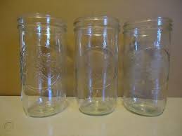 Freezer jars with snap on lids. 3 Vintage Ball Wide Mouth Tall Clear Glass Canning Freezer Jars 360445638