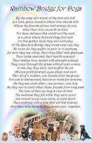 Just this side of the rainbow bridge there is a land of meadows, hills and valleys with lush green grass. Pet Death Poem Rainbow Bridge Crazypurplemama