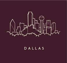 Hand Drawn Sketch Of The Dallas Skyline On Burgundy Background With Dallas Skyline Skyline Tattoo Dallas Tattoo
