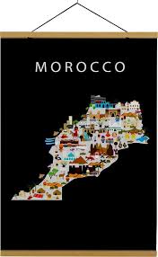 In het westen grenst het land voor een groot gedeelte aan de sahara. Bol Com Kaart Van Marokko B2 Poster 50x70 Cm Maison Maps
