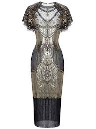 Fairy Couple 1920s Knee Length Flapper Party Cocktail Dress With Sequined Cap Sleeve Layer Tassels Hem At A Cocktail Dress Party Boho Dress Short Flapper Party