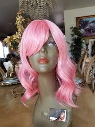 Pink Wig Medium Cap Human Hair Blend Wigs Full Wigs Glueless Wigs