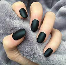 Black Matte Short Oval Doobys Nails Oval shape suits short nails as the edges are filed down to give a wide long appearance to your short.