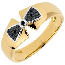 Ring Schleife Gelbgold 750 18kt Schwarzer Diamant C767