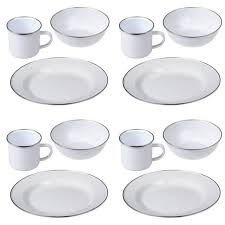 Emailliegeschirr Set 12 Camping Geschirr Set Geschirrset Und Geschirr