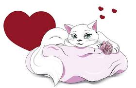 Valentines Weisse Katze Vektor Katze Valentinstag Weiss Vectors Cat Vector White Cat Vector