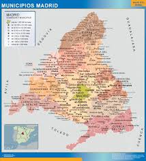 It allow change of map scale; Municipalities Madrid Map From Spain Wall Maps