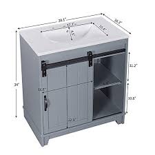 Have a question or need help? Kksafe Bathroom Sink Vanity 30 X 18 X 34 Inch Narrow Depth Vanities With Sliding Barn Door And White Sink Small Bathroom Vanity Sink Combo Storage Vanity Cabinet Vanity Sinks For Bathrooms Pricepulse
