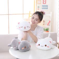 Myu the cat mini cushion. Kawaii Cat Plush Toy Stuffed 35cm 50cm 65cm Lying Cat Pillow White Grey Kids Toys Birthday Gift For Children Stuffed Plush Animals Aliexpress