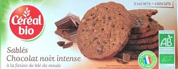 Sables Chocolat Noir Intense Cereales Bio 132g