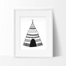 Affiche Pour Enfant Tente Indienne Affiche Tipi Enfant A Imprimer Affiche Enfant Noir Et Blanc Affiche Scandinave Teepee Wall Art Teepee Art Printable Wall Art