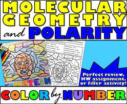 Molecular Geometry And Polarity Color By Number Molecular Geometry Teaching Chemistry Chemistry Activities