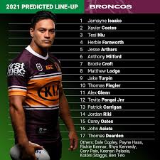 Broncos x asics red hill originals. Nrl 2020 Brisbane Broncos Round 1 Predicted Team For 2021 Nrl