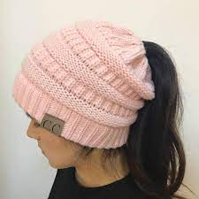 Messy Bun Beanie Crochet Ponytail Beanie Knitted Hats Winter Hats For Women