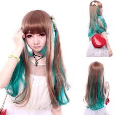 Anime hairstyles male real life top result 57 best of anime hairstyles male real life collection 2019 ldkt the gallery for gt anime boy. Harajuku Anime Blue Brown Full Head Ombre Wig Anime Hairstyles Wig In Real Life Forever Beauty Hair Products Co Ltd