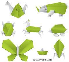 Find free origami instructions to make paper cranes, birds, animals, flowers,. Origami Animals Vector Free Origami Animals Origami Design Origami