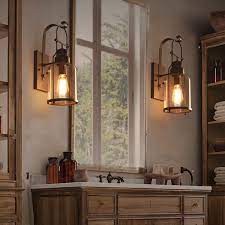 Industrieller Dachboden Rost Metalllaternen Einzelne Wandleuchte Mit Klarglas In 2021 Rustic Wall Lighting Wall Sconce Lantern Rustic Wall Sconces