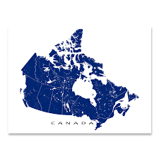 Physical map of canada showing major cities, terrain, national parks, rivers, and surrounding countries with international borders and outline maps. Canada Map Print Colours Maps As Art