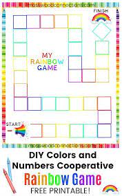 Rainbow Game Diy Shapes And Colors Board Game Mosswood Connections Rainbow Game Kids Learning Printable Activities For Kids