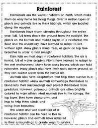 Rainforest Habitat Unit Reading Comprehension Passages Questions Reading Comprehension Lessons Reading Comprehension Worksheets Reading Skills Worksheets