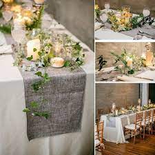 Grey Burlap Table Runner Imitated Linen Wrinkle Free 30cm X Etsy Wedding Table Linens Vintage Wedding Table Rustic Wedding Decor