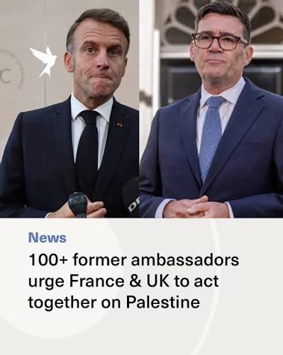 The New - More than 100 former British and French ambassadors have signed a  letter urging President Emmanuel Macron and Prime Minister Andy Burnham to  take action together on Palestine. In an