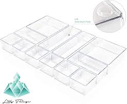 Geeignet für rollcontainer und container, material: Schubladen Organizer Schubladeneinsatz Aufbewahrungsbox Fur Make Up Kosmetik Schminktisch Schreibtisch Buro Bad Kuche 2 Teilig Transparent Lilly Things Antirutsch Schubladen Ordnungssystem Kosmetiktabletts Halter Spender Ayurvedanetworkbhu Com