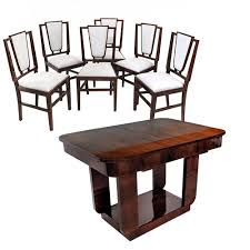 art deco french dining table & chairs