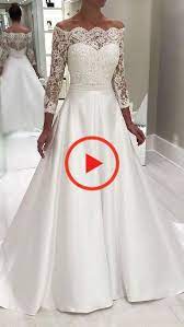 Vintage Lace A Line Wedding Dresses With 3 4 Sleeve White Off The Shoul Elegant Long Sleeve Wedding Dresses Maxi Dress Wedding Long Sleeve Wedding Dress Simple